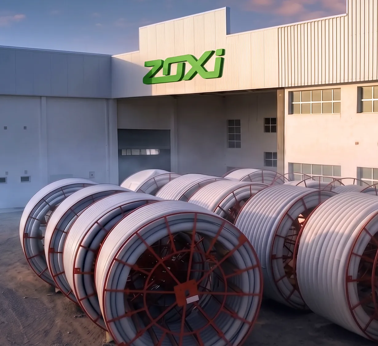 Stock permanente de rollos de cañería flexible Z-FleX en la planta de Zoxi